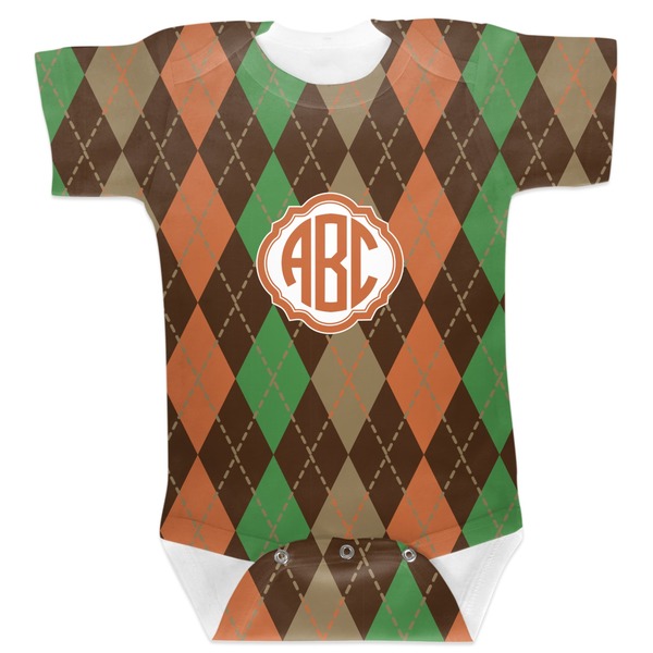 Custom Brown Argyle Baby Bodysuit 12-18 (Personalized)