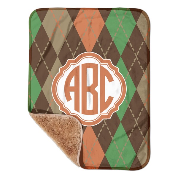 Custom Brown Argyle Sherpa Baby Blanket - 30" x 40" w/ Monograms
