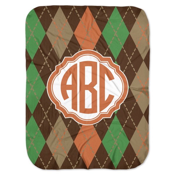 Custom Brown Argyle Baby Swaddling Blanket (Personalized)