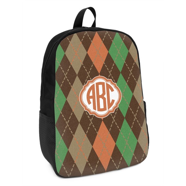 Custom Brown Argyle Kids Backpack (Personalized)
