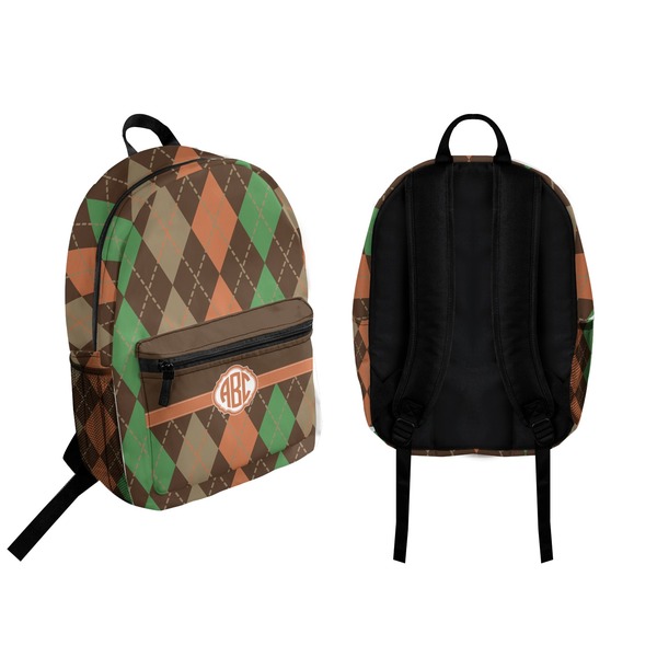 Brown Argyle Backpack front and back - Apvl