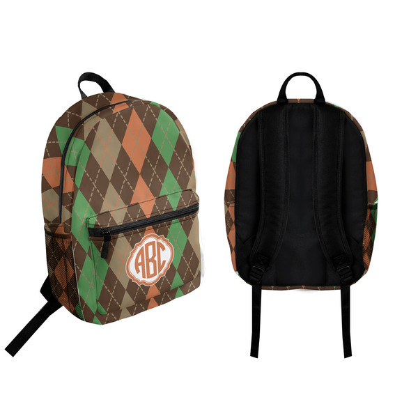 Brown Argyle Backpack front and back - Apvl