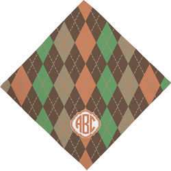 Brown Argyle Dog Bandana Scarf w/ Monogram