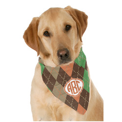 Brown Argyle Dog Bandana Scarf w/ Monogram
