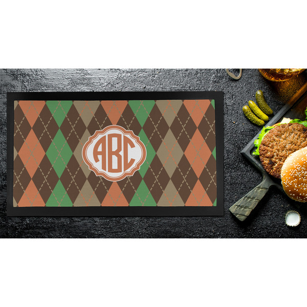 Brown Argyle Bar Mat - Small - LIFESTYLE