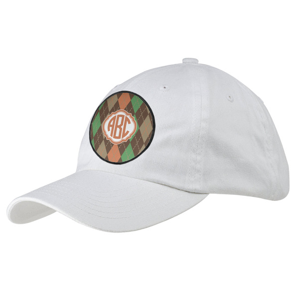 Custom Brown Argyle Baseball Cap - White (Personalized)
