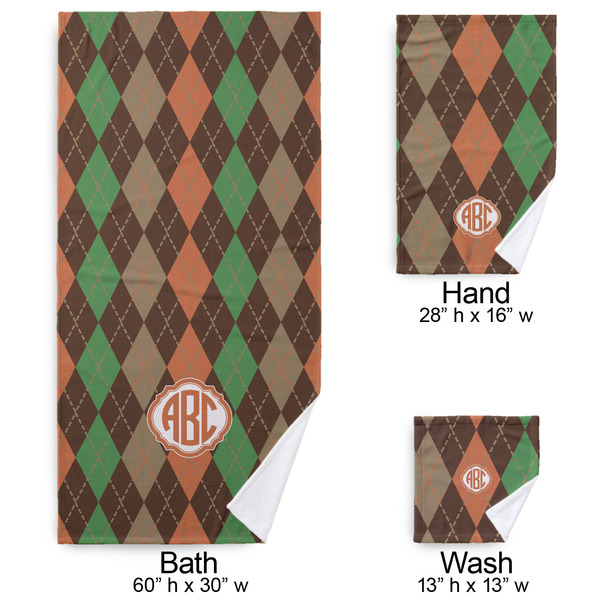 Brown Argyle Bath Towel Sets - 3-piece - Approval