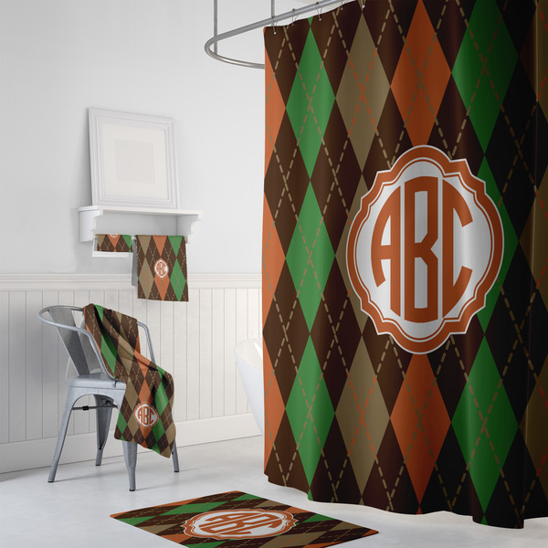 Brown Argyle Bath Towel Sets - 3-piece - In Context