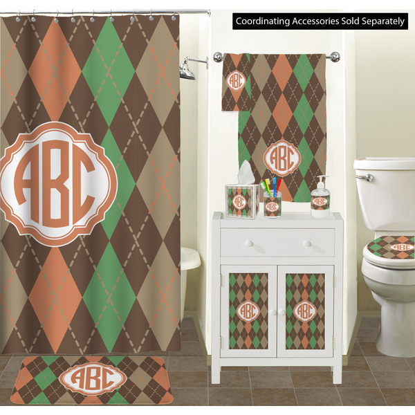 Brown Argyle Bathroom Scene