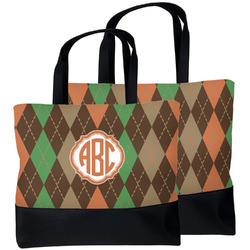 Brown Argyle Beach Tote Bag (Personalized)