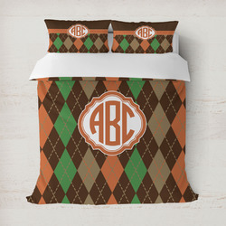 Brown Argyle Duvet Cover Set - Full / Queen (Personalized)