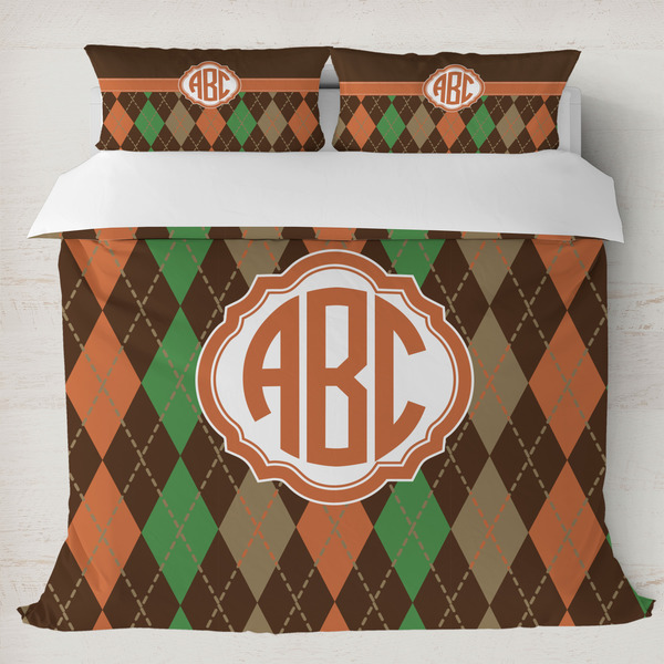 Custom Brown Argyle Duvet Cover Set - King (Personalized)