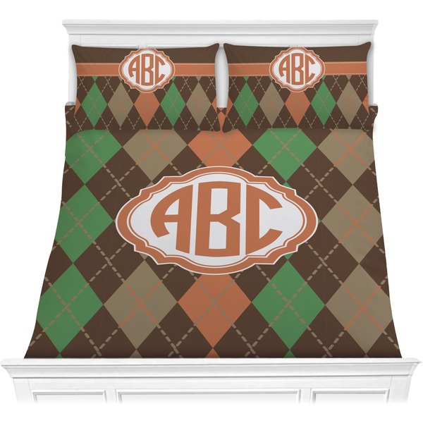 Custom Brown Argyle Comforter Set - Full / Queen (Personalized)