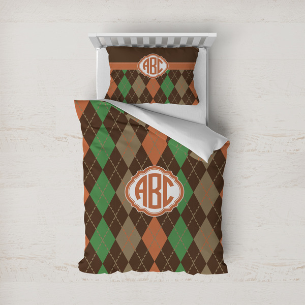Custom Brown Argyle Duvet Cover Set - Twin (Personalized)
