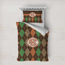 Brown Argyle Duvet Cover Set - Twin XL (Personalized)