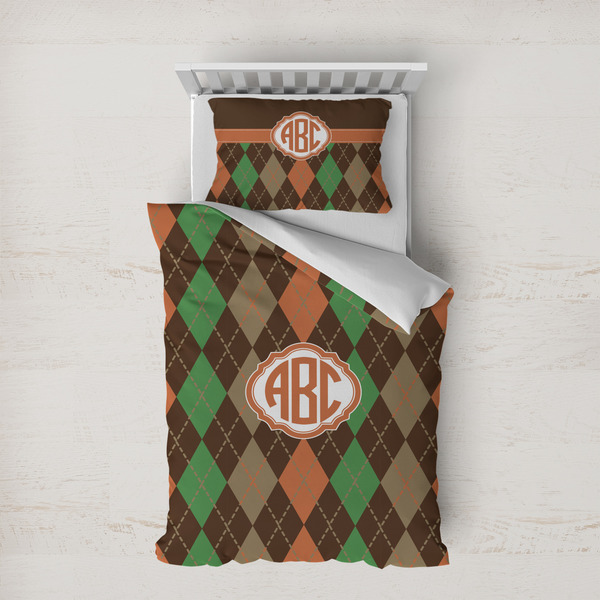 Custom Brown Argyle Duvet Cover Set - Twin XL (Personalized)