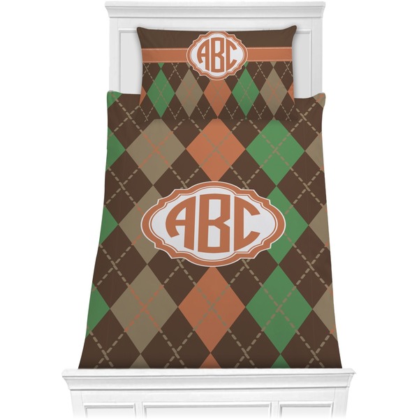 Custom Brown Argyle Comforter Set - Twin XL (Personalized)