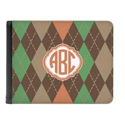 Brown Argyle Genuine Leather Men's Bi-fold Wallet (Personalized)