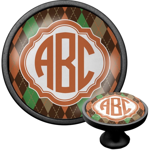 Custom Brown Argyle Cabinet Knob (Black) (Personalized)