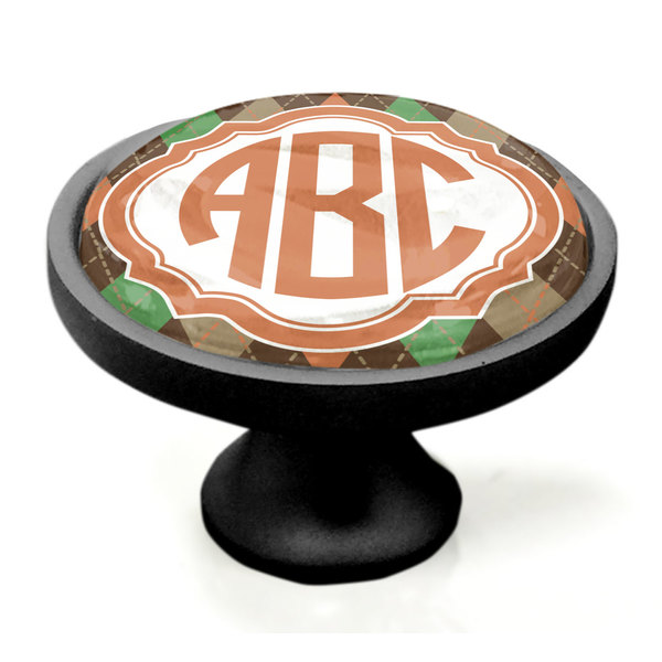 Brown Argyle Black Custom Cabinet Knob (Side)