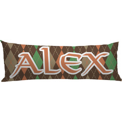 Brown Argyle Body Pillow Case (Personalized)