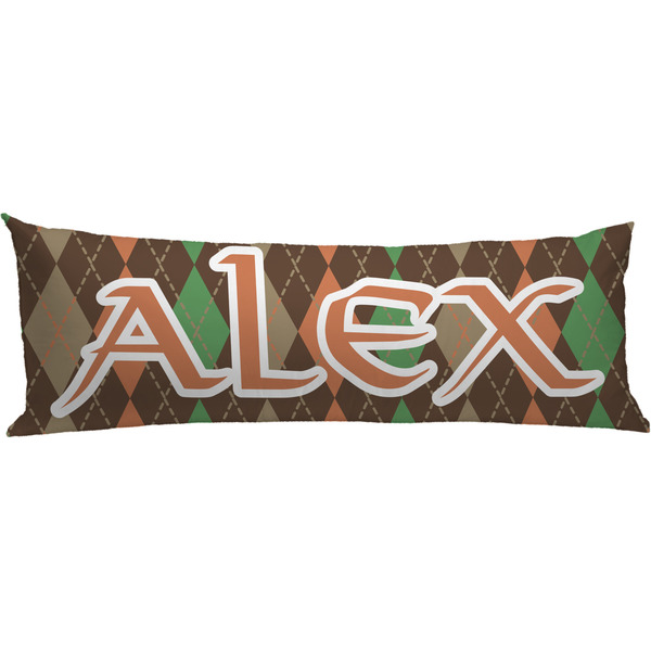 Custom Brown Argyle Body Pillow Case (Personalized)