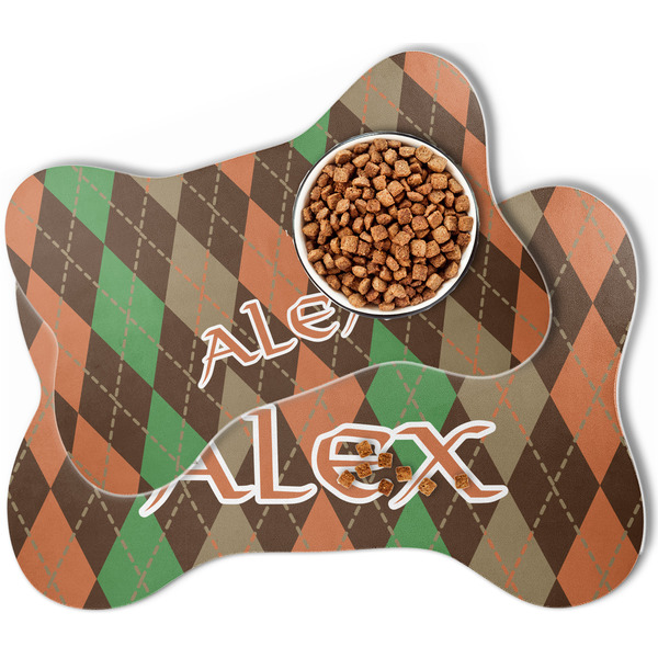 Brown Argyle Bone Shaped Dog Mats - MAIN