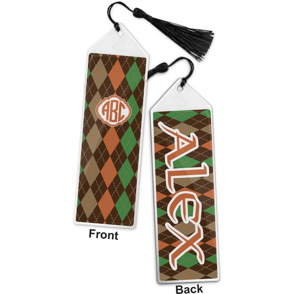 Brown Argyle Bookmark with tassel - Front and Back