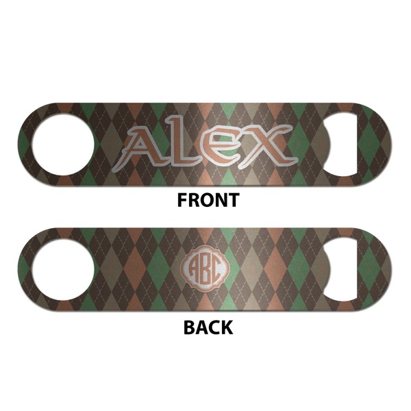 Brown Argyle Bottle Opener - Front & Back