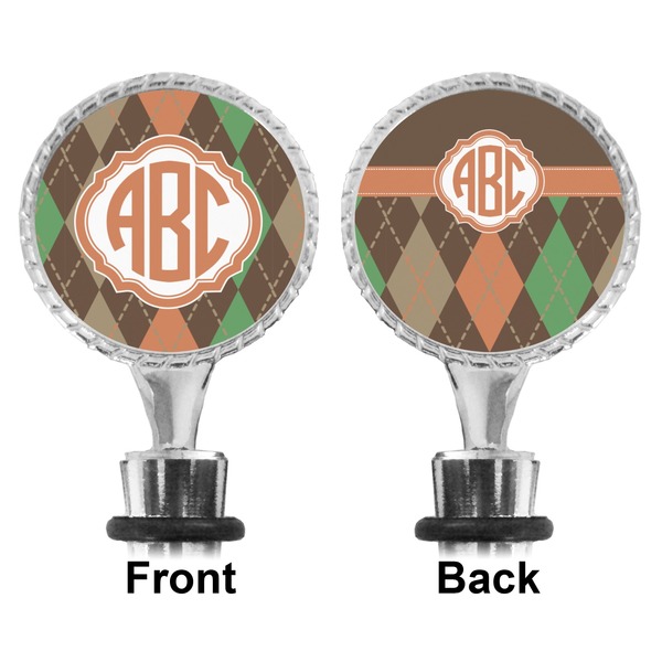 Brown Argyle Bottle Stopper - Front and Back