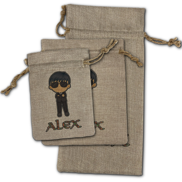 Brown Argyle Burlap Gift Bags - (PARENT MAIN) All Three