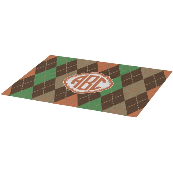 Brown Argyle Burlap Placemat (Angle View)