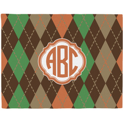 Brown Argyle Woven Fabric Placemat - Twill w/ Monogram