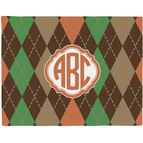 Custom Brown Argyle Woven Fabric Placemat - Twill w/ Monogram