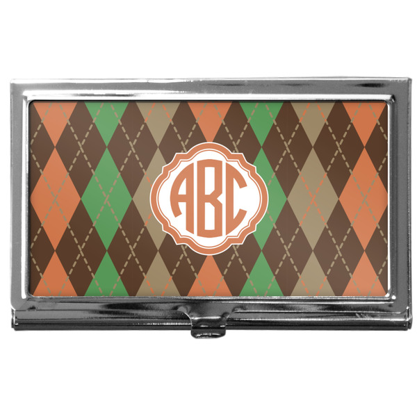 Custom Brown Argyle Business Card Case