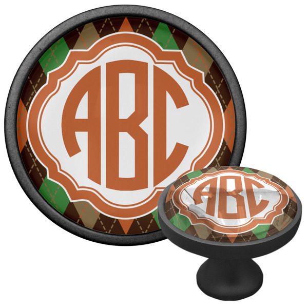 Brown Argyle Cabinet Knob - Black - Multi Angle