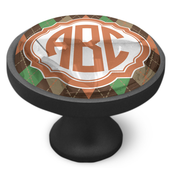 Brown Argyle Cabinet Knob - Black - Side