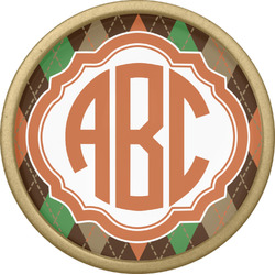 Brown Argyle Cabinet Knob - Gold (Personalized)