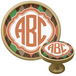 Brown Argyle Cabinet Knob - Gold (Personalized)