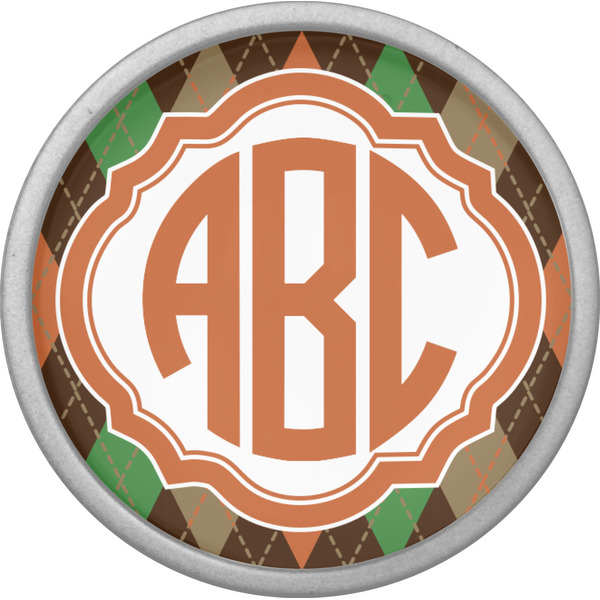 Brown Argyle Cabinet Knob - Nickel - Front