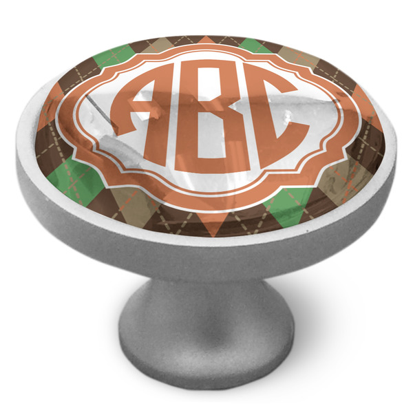 Brown Argyle Cabinet Knob - Nickel - Side