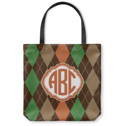 Brown Argyle Canvas Tote Bag - Large - 18"x18" (Personalized)