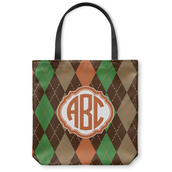 Custom Brown Argyle Canvas Tote Bag (Personalized)