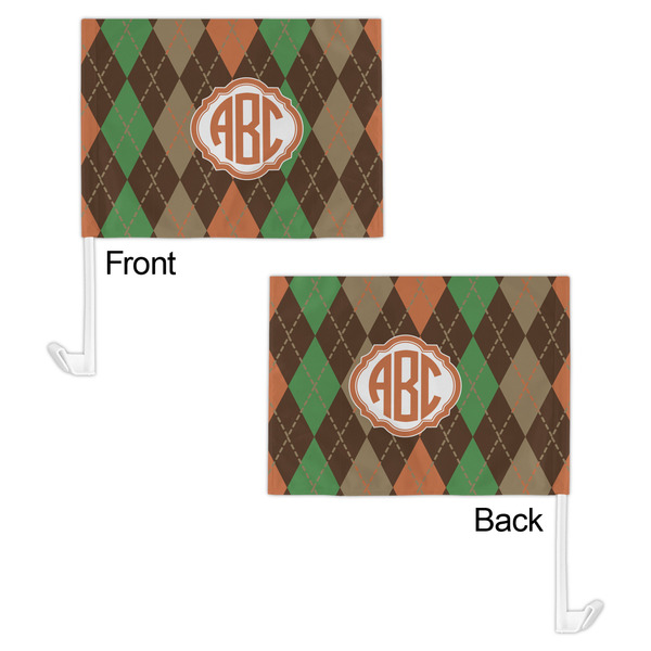 Brown Argyle Car Flag - 11" x 8" - Front & Back View