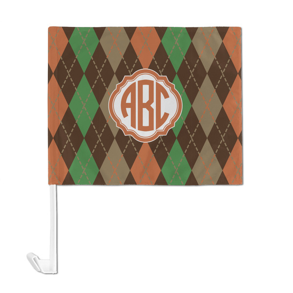 Brown Argyle Car Flag - Large - FRONT