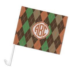 Brown Argyle Car Flag - Large (Personalized)