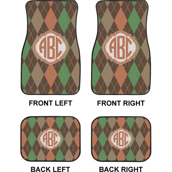 Brown Argyle Car Floor Mats Set (2F + 2B)