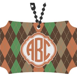 Brown Argyle Rear View Mirror Ornament (Personalized)
