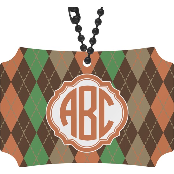 Custom Brown Argyle Rear View Mirror Ornament (Personalized)