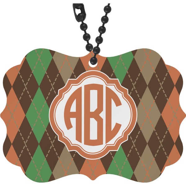 Custom Brown Argyle Rear View Mirror Charm (Personalized)